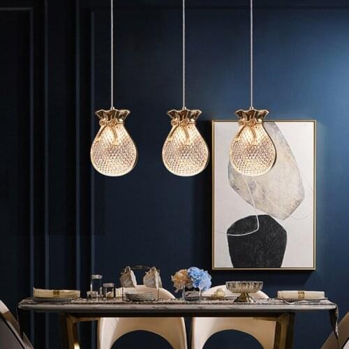 DX Nordic Bag Small pendant light Bedroom Study Creative Single Head Chandelier Art Decoration Bar lamp