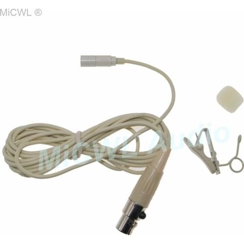 Mini TA3F Beige Clip-On Technical Lavalier Mic For AKG Samson Microphones BodyPack Transmitter