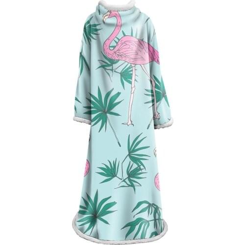 Fashion Sleeve Blanket Throw Soft Print Winter Lamb Flamingo Blanket Wrap Super Soft Sleeping Bed With Sleeve