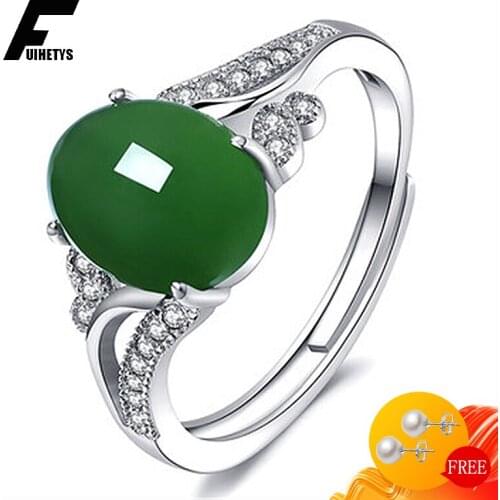Fashion 925 Silver Jewelry Ring Oval Shape Emerald Zircon Gemstone Open Finger Rings for Women Wedding Engagement Party Ornament