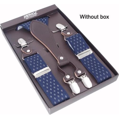 JIERKU Mans Suspenders Leather Braces 4Clips Suspensorio Outdoor Motorcycles Belt Trousers Strap Adjustable 3.5*110cm