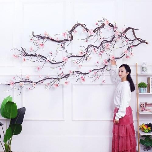 300cm Silk Magnolia Flowers Wall Hanging Ivy Vine Artificial Orchid Garland Tree Branch Liana Home Party Wedding Arch Decoration