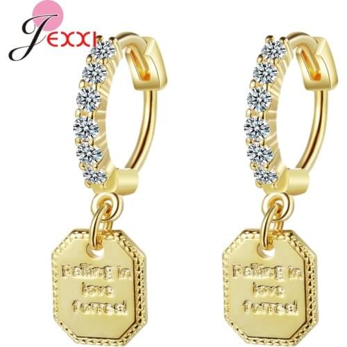 New Arrival Square Brand English Letter Pendant Drop Earrings 925 Sterling Silver Women Girls Wedding Engagement Party Jewelry