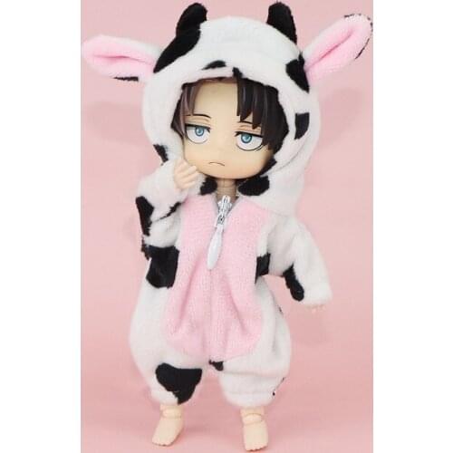 Ob11 Doll Clothes Cute Animal Cow Home Clothes Coveralls for Obitsu 11, GSC, Body9, Molly 1/12bjd Doll Clothes Accessories