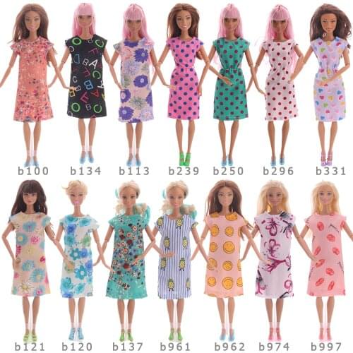 Doll Barbies Clothes Flower Print Skirt 1Set Knee-Length Cheongsam Casual Outfits For 11.8Inch Barbies Accessories Girl Play Toy