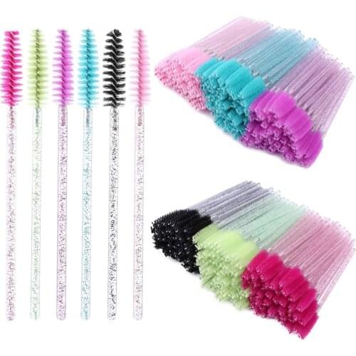 Disposable Mascara Wands Eyelash Brushes Spoolies for Eye Lash Extension, Eyebrow and Makeup Crystal Kit Multifunction Mini Tool