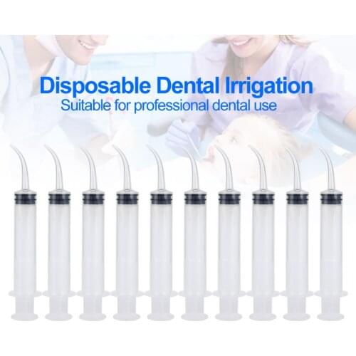 10Pc Disposable Dental Irrigation Syringe Curved Tip Clear Utility Hobby Tool 12CCInjector Oral Care Tooth Whitening Instruments