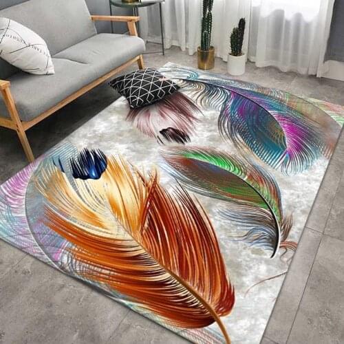 Autumn And Winter Washable Big Carpets For Living Room Bedroom Area Rugs Modern Feather Mat Home Sofa Rug Parlor Floor Printing