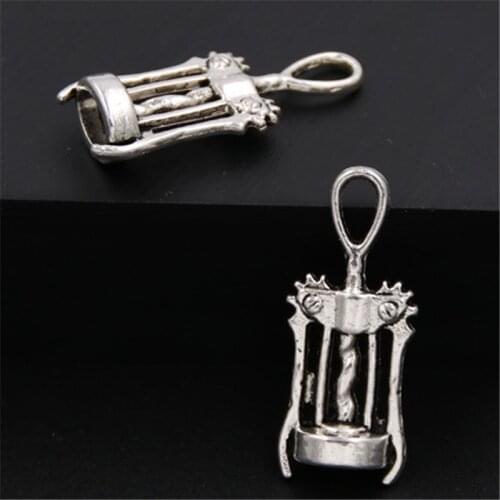 20pcs Tibetan Silver Color Red Wine Corkscrew Charms Opener Pendants For Necklace Bracelet Jewelry Making DIY Handmade A391