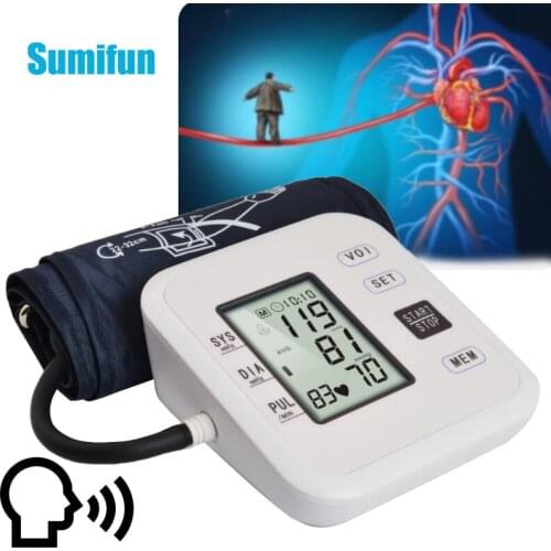Portable Voice Blood Pressure Monitor Automatic Upper Arm LCD Monitors Home Sphygmomanometers Medical BP Heart Rate Pulse Meter