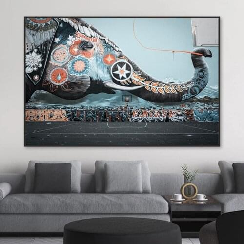 Banksy Street Graffiti Elephant Canvas Painting Posters and Printed Nordic Style Wall Art Pictures Living Room Home Decoration