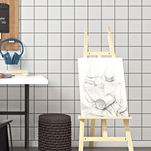 Simple Square Black White Lattice Wallpaper Non-woven Living Room Bedroom TV Background Wall Clothing Store Stickers Home Decor
