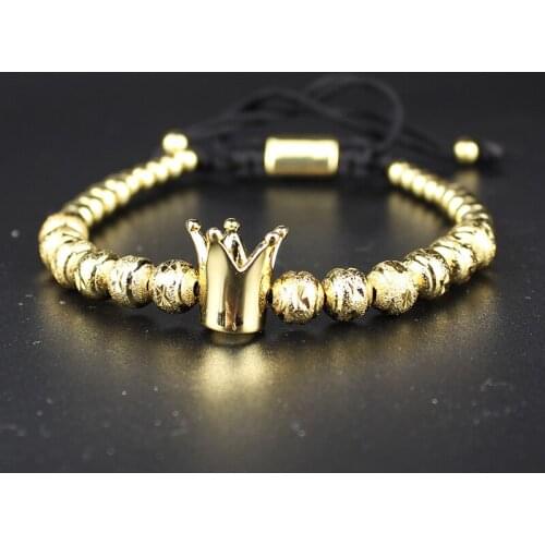 Luxury Royal Men Bracelet copper Bead Crown Bracelets 2pcs/set For Women Beads Pulseras Hombre Moda Masculina Bileklik Erkek