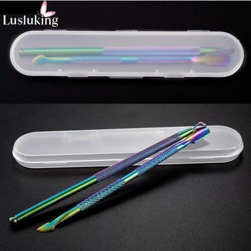 2PCS Steel Double-ended Cuticle Pusher Dead Skin Remover Nail Polish Remover Pusher Nails Art Tool for Manicure