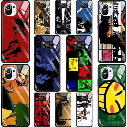 Phone Glass Case For Mi Poco X3 NFC 10T 9T Note 10 11 Pro Lite Ultra 11i F3 Transparent Fitted Fundas Cowboy Bebop