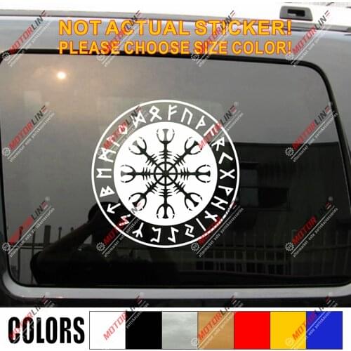 Helm Of Awe Decal Sticker Vegvisir Viking Runic Odin Norse Norway Vinyl