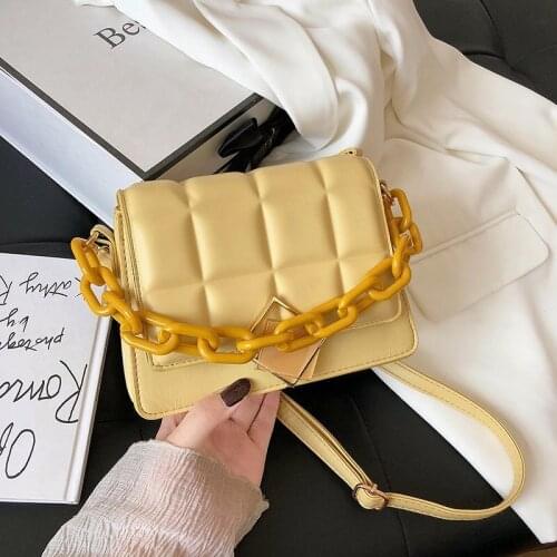 Designer Fashion Leather Womens Handbags Solid Color Chain Shoulder Bags for Women 2021 Summer High Quality Flap Crossbody Bag