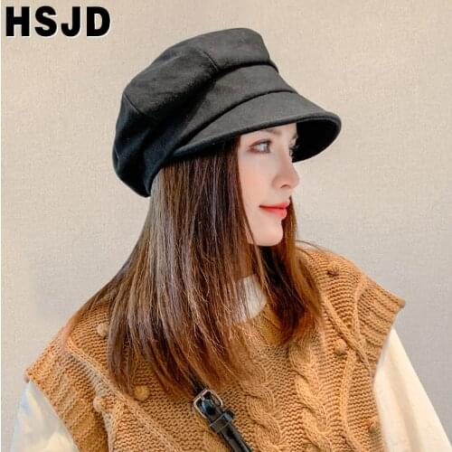 Women Autumn Winter Cotton Octagonal Hats for Women British Female Retro Beret Artist Painter Hat Solid Newsboy Caps Flat Cap