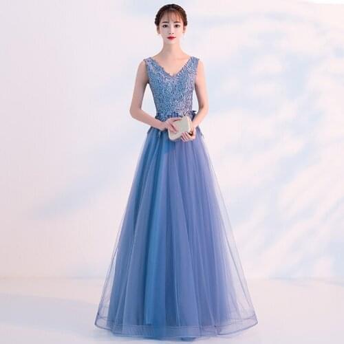 Aswomoye Elegant Floor Length A-Line Evening Dress 2018 New Sexy V-neck Special Occasion Dress Prom Party Dress robe de soiree