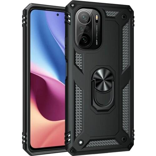 Metal Ring Hard Phone Case for Xiaomi Poco F3 Armor Cover Capa Etui Coque