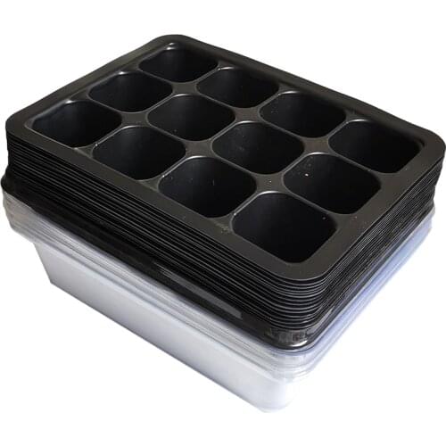 10Pcs Plastic Nursery Pots 12 Cells Seedling Tray Planting Seed Tray Kit Plant Germination Box with Dome and Base Plant Grow Box