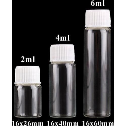 10 pieces Diameter 16mm Transparent Glass Bottles with White Plastic Caps Wishing Bottles 2ml 4ml 6ml Mini Glass Bottles Vials