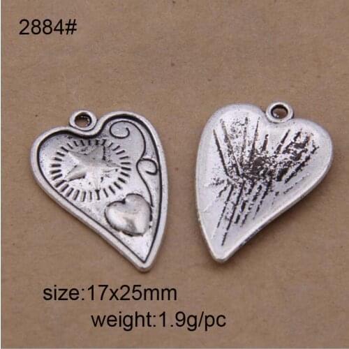 20pcs/lot 17x25mm Antique Silver Heart Charm For DIY Jewelry Making