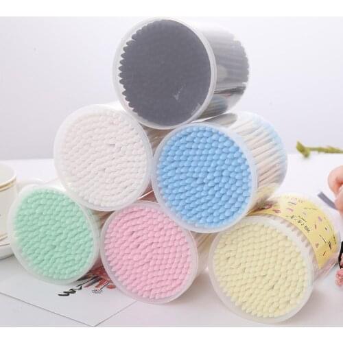 200Pcs Sharp Round Spiral Head Cotton Swabs Ear Picks Cosmetics Cleaning Sticks For Nose Ears Cleaning