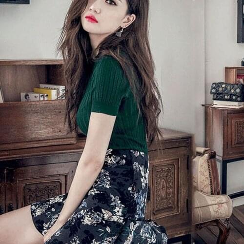 5 Colors Sweater Tops Knitted Slim Pullover Women Sweater Short Sleeve Tight Fit O-Neck Clothing