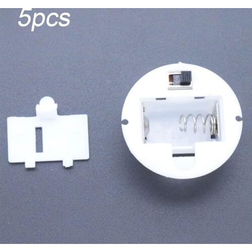 5 Pcs Round Battery Storage Box Case with Switch Button For AG13 / LR44 Batteries Base Battery Box Compartment Craft Base