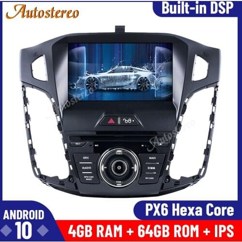 For Ford Focus 2012-2018 PX6 IPS 4+64G Android 10.0 Car Stereo DVD Player GPS Glonass Navigation Multimedia Radio Wifi Head Unit