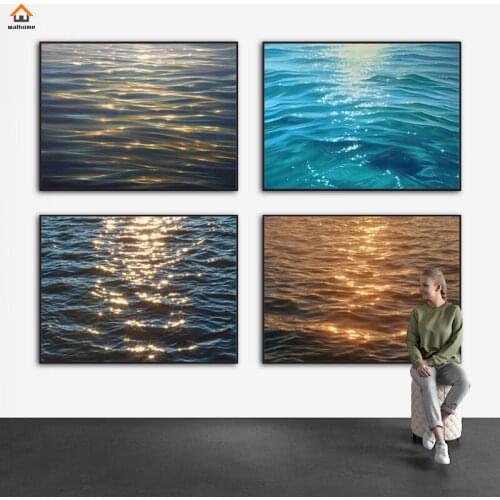 Glittering Waves Aesthetic Living Room Decor Nordic Canvas Painting Wall Art Pictures Posters and Prints Modern Home Decoration