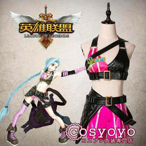 Game LOL Jinx Cosplay Costume Fashion Lovely Combat Uniform Suits Halloween Party Role Play Clothing Custom-Make Any Size
