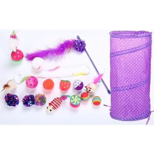 Kitten Toys, 17 Pcs Cat Toys Cat Feathers Wand Cat Bell Ball Set for Indoor Kitty Interactive - Best Gift for Cat
