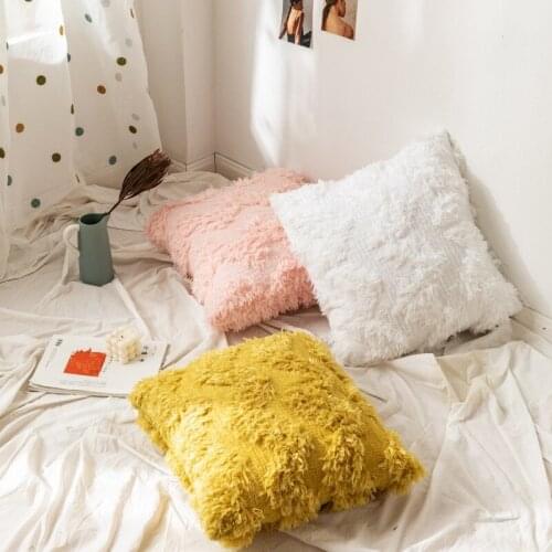 Nordic Tassels Soft Pillow Case for Throw Pillows Backrest Cushion Solid Color Fall Decoration Kussensloop Plush Pillowcase