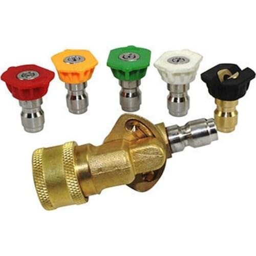 Pressure Washer Kit 5 Nozzle Tips 1 pcs Quick Connect Pivoting Coupler Power Pressure Washer Accessories