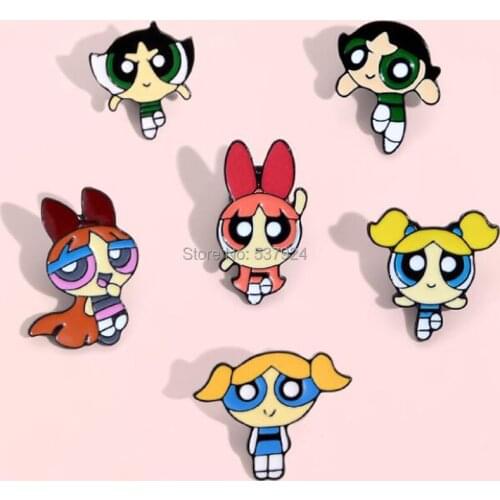 New 20Pcs Bubbles Blossom Buttercup Alloy Brooch Lapel Pin Action Figure Toy