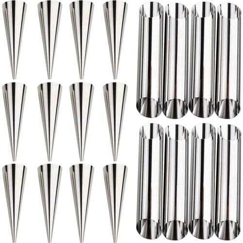 New Cream Horn Molds Stainless Steel Cone Tubular Shaped Mold for Cannoli Tubes Croissant (Cream Cone)