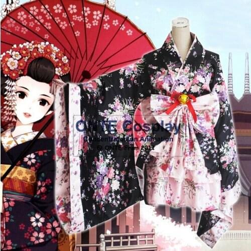 ONTE Japanese Cosplay Costume Cherry Bloom Girl Kimono Maid Outfits Lolita Princess Dress Dropshipping