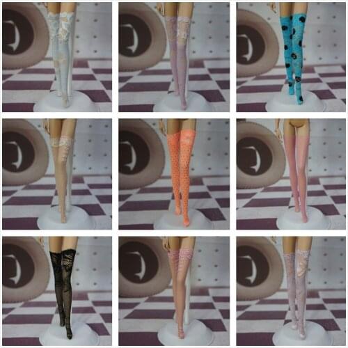 Factory Wholesale 100pcs/lot Fashionable Doll Stockings for Barbies Doll Accessories Socks Girl Toys Lace Stockings
