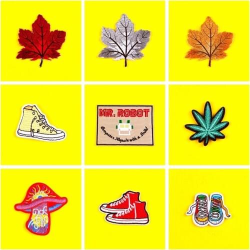 Leaves Patch Iron On Patches For Clothes Diy Shoes Patch Embroidered Patches For Clothing Stripes Sticker On Clothes Appliques