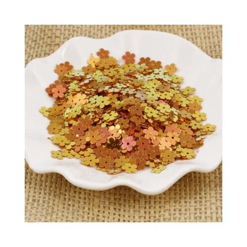 7mm Flat Flower Platting Golden Centre Hole Loose Sequin Paillette Sewing,Wedding Craft,Kids DIY Garment Accessory Orange