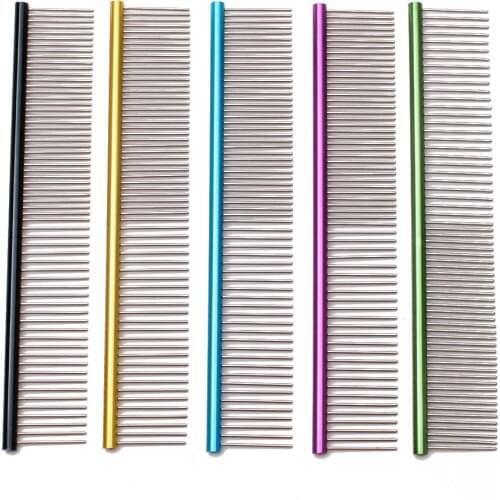 C6704 19cm 35g Aluminum alloy Stripe Grooming Comb For Dogs Grooming Tools Stripe Grooming Comb Professional Pets Hair Trimmer