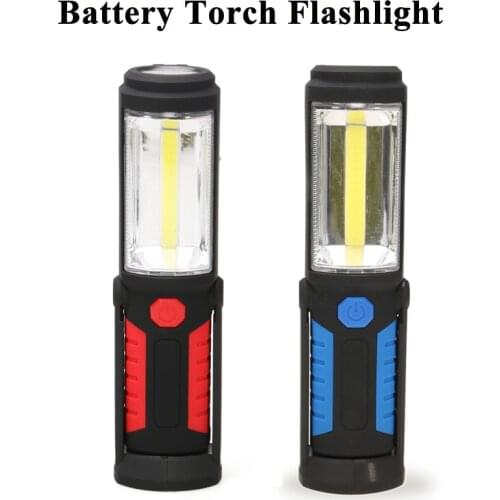Portable LED Flashlight Torch Work Stand Light COB Lamps Magnetic AA Battery Powered HOOK Outdoors Camping Sport