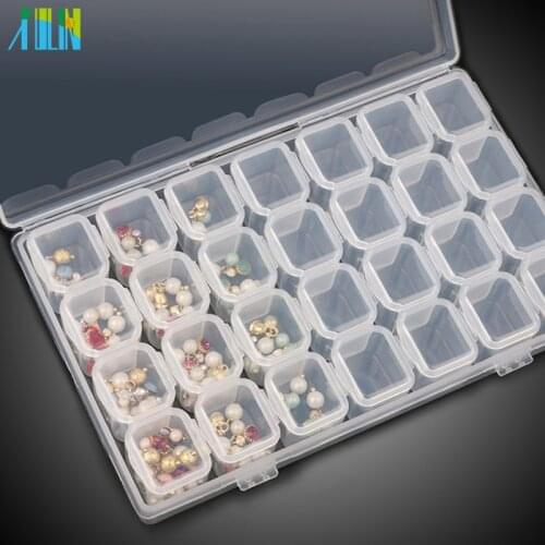 28 Lots Clear Plastic Empty Nail Storage Box Rhinestone Jewelry Beads Display Storage Box Case Nail Art Organizer Tool