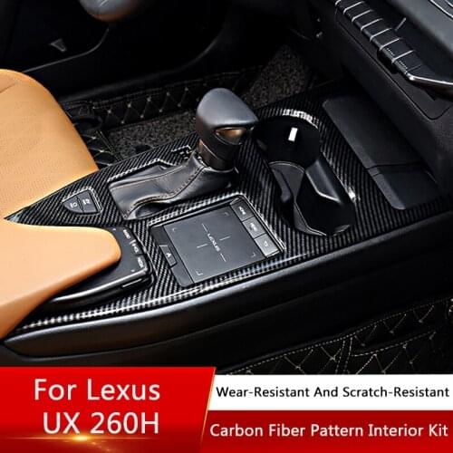 QHCP Window Lift Button Frame Rear Armrest Outlet Cover Gear Shift Panel Stickers Carbon Fiber Style Fit For Leuxs UX260H Modify