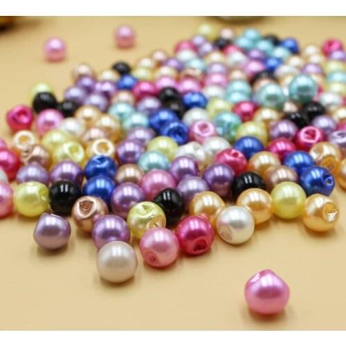 50pcs/lot 6/8/10/12mm 4 size multicolor pearls Buttons sdark hole plastic Decorative Buttons For Craf Sewing diy Accessories