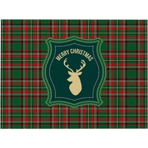Merry Christmas Non-Slip Insulation Placemat Coaster Dinner Mats Cotton Linen Pads Home Decor