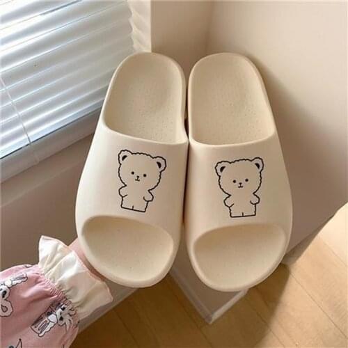 Sandals Female House Slippers for Women Indoor Anime Cartoons Kawaii Shoes Summer 2021 Fashion New Little Bear Casual Footwear