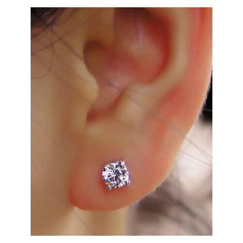 Hearts & Arrows 0.5 Carat/Piece Moissanite Diamond Stud Earrings AU750 18K White Gold Wedding Earrings